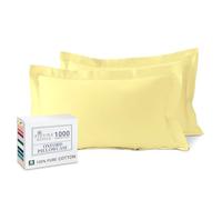 Pizuna Luxurios Cotton Pillow Cases 2 Pack Mellow Yellow 50x75cm, 1000 Thread Count Long Staple Combed Cotton Thick Pillow Cover, Soft Sateen Oxford Pillow Cases (100% Cotton Pillowcase Pack of 2)