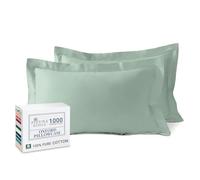 Pizuna Luxurios Cotton Pillow Cases 2 Pack Sea Foam 50x75cm, 1000 Thread Count Long Staple Combed Cotton Thick Pillow Cover, Soft Sateen Oxford Pillow Cases (100% Cotton Pillowcase Pack of 2)