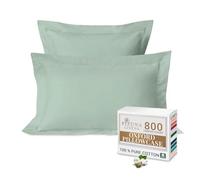 Pizuna Luxurios Cotton Standard Pillowcases 2 Pack Sea Foam 50x75cm, 800 Thread Count Long Staple Combed Cotton Pillow Cover, Crisp Sateen Weave Oxford Pillow Cases (Luxury Pillowcase 2 PC)