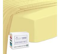 Pizuna Luxurious Cotton Double Fitted Sheet Mellow Yellow, 1000 Thread Count 100% Long Staple Cotton Fitted Bed Sheets Double 140x200 cm, Sateen Weave Thick Fitted Sheet Extra Deep 40 cm Fit - 1 PC