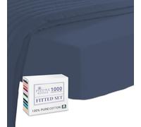 Pizuna Luxurious Cotton Emperor Size Fitted Sheets Dark Blue, 1000 Thread Count 100% Long Staple Cotton Emperor Fitted Sheets 200x200cm, Sateen Weave Thick Fitted Sheet Extra Deep 40 cm Fit - 1 PC