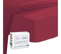 Pizuna Luxurious Cotton EU Single Fitted Sheet Rio Red, 1000 Thread Count 100% Long Staple Cotton Fitted Sheet Single Bed 90 X 200cm, Sateen Weave Thick Fitted Sheet Extra Deep 40 cm Fit - 1 PC