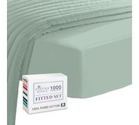 Pizuna Luxurious Cotton King Size Fitted Sheet Sea Foam, 1000 Thread Count 100% Long Staple Cotton Fitted Sheets King Size 160x200 cm, Sateen Weave Thick Fitted Sheet Extra Deep 40 cm Fit - 1 PC
