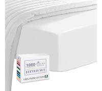 Pizuna Luxurious Cotton King Size Fitted Sheet White, 1000 Thread Count 100% Long Staple Cotton Fitted Sheets King Size 160x200 cm, Sateen Weave Thick Fitted Sheet Extra Deep 40 cm Fit - 1 PC