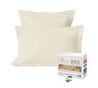 Pizuna Luxurious Cotton Oxford King Size Pillowcases 2 Pack Ivory 50x90cm, 800 Thread Count Long Staple Combed Cotton Pillow Cover, Crisp Sateen Weave King Pillow Cases (Luxury Pillowcase 2 PC)
