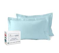 Pizuna Luxurious Cotton Pillow Cases 2 Pack Baby Blue 50x75cm, 1000 Thread Count Long Staple Combed Cotton Thick Pillow Cover, Soft Sateen Oxford Pillow Cases (100% Cotton Pillowcase Pack of 2)
