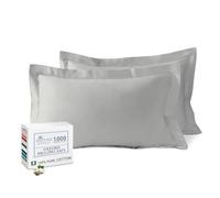 Pizuna Luxurious Cotton Pillow Cases 2 Pack Silver 50x75cm, 1000 Thread Count Long Staple Combed Cotton Thick Pillow Cover, Soft Sateen Oxford Pillow Cases (100% Cotton Pillowcase Pack of 2)