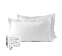 Pizuna Luxurious Cotton Standard Pillowcases 2 Pack White 50x75cm, 1000 Thread Count Long Staple Combed Cotton Thick Pillow Cover, Soft Sateen Oxford Pillow Cases (Cooling Pillowcase)