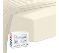 Pizuna Luxurious Cotton Super King Fitted Sheet Ivory, 1000 Thread Count 100% Long Staple Cotton Superking Fitted Sheet 180x200 cm, Sateen Weave Thick Sheet Extra Deep 40 cm Fit - 1 PC