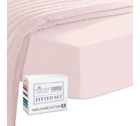 Pizuna Luxurious Cotton Super King Fitted Sheet Light Pink, 1000 Thread Count 100% Long Staple Cotton Superking Fitted Sheet 180x200 cm, Sateen Weave Thick Fitted Sheet Extra Deep 40 cm Fit - 1 PC