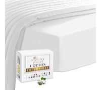 Pizuna Luxury Cotton Double Fitted Sheet White, 800 Thread Count 100% Long Staple Cotton Fitted Bed Sheets Double 140x200 cm, Sateen Weave 40 cm Extra Deep Fitted Sheets Double 1 PC White