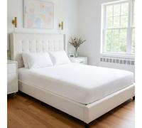 Pizuna Luxury Cotton Emperor Size Fitted Sheets White, 800 Thread Count 100% Long Staple Cotton Emperor Fitted Sheets 200x200cm, Sateen Weave Fitted Sheet Extra Deep 40 cm 1 PC White