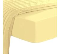 Pizuna Luxury Cotton European Single Fitted Sheet Mellow Yellow, 800 Thread Count 100% Long Staple Cotton Fitted Sheet Single Bed 100 X 200cm, Sateen Weave Crisp Fitted Sheets Deep Fit 40 cm 1 PC