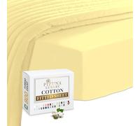 Pizuna Luxury Cotton Super King Fitted Sheet Mellow Yellow, 800 Thread Count 100% Long Staple Cotton Fitted Sheet 180x200 cm, Sateen Weave Superking Fitted Sheet Extra Deep 40 cm Fit - 1 PC