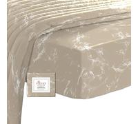 Pizuna Marble Taupe Printed Fitted Sheet Super King 1 Pc Only 400 thread Count 100% Long Staple Cotton Printed Bedding Sateen 40 cm Deep Pocket Fitted Sheet 180x200 (Cotton Fitted Sheet)
