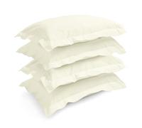 Pizuna Off White Pillow Cases 4 Pack Cotton 400 Thread Count White | 100% Long Staple Combed Cotton Pillow Cases pack of 4 Sateen Weave Oxford Pillow Case 50 x 75 cm (Cooling Pillowcases)