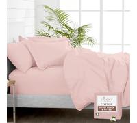 Pizuna Pure 100% Cotton Emperor Duvet Cover with Emperor Fitted Sheet Light Pink, 400 Thread Count Long Staple Cotton Bedding Set, Soft Sateen Weave Quilt Cover Set & 40 cm Deep Fitted Sheets