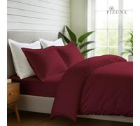 Pizuna Pure Combed Cotton Bedding Sets King Size, 600 Thread Count 100% Long Staple Cotton, Soft Sateen Duvet Cover with 2 Pillow Cases & 40 cm Deep Fitted Sheet - Rio Red, King