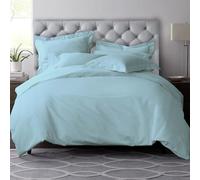 Pizuna Pure Combed Cotton Double Duvet Cover Set Baby Blue, 600 Thread Count 100% Long Staple Cotton Duvet Cover Double 200x200cm, Sateen Quilt Cover with Button Closure (Duvet Cover Double)