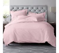Pizuna Pure Combed Cotton Double Duvet Cover Set Light Pink, 600 Thread Count 100% Long Staple Cotton Duvet Cover Double 200x200cm, Sateen Quilt Cover with Button Closure (Duvet Cover Double)