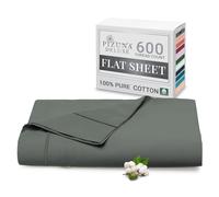 Pizuna Pure Combed Cotton Double Flat Sheet Dark Grey, 600 Thread Count Long Staple Brushed Cotton Flat Sheets Double, Cool Sateen Weave Flat Sheet Double Bed (Cotton Flat Sheet Double 1 PC)