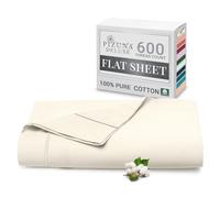 Pizuna Pure Combed Cotton Double Flat Sheet Ivory, 600 Thread Count Long Staple Brushed Cotton Flat Sheets Double, Cool Sateen Weave Flat Sheet Double Bed (Cotton Flat Sheet Double 1 PC)