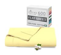 Pizuna Pure Combed Cotton Double Flat Sheet Mellow Yellow, 600 Thread Count Long Staple Brushed Cotton Flat Sheets Double, Cool Sateen Weave Flat Sheet Double Bed (Cotton Flat Sheet Double 1 PC)