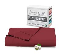 Pizuna Pure Combed Cotton Double Flat Sheet Rio Red, 600 Thread Count Long Staple Brushed Cotton Flat Sheets Double, Cool Sateen Weave Flat Sheet Double Bed (Cotton Flat Sheet Double 1 PC)
