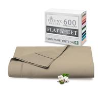 Pizuna Pure Combed Cotton Double Flat Sheet Simply Taupe, 600 Thread Count Long Staple Brushed Cotton Flat Sheets Double, Cool Sateen Weave Flat Sheet Double Bed (Cotton Flat Sheet Double 1 PC)