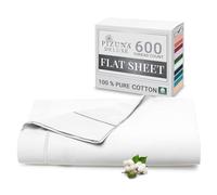Pizuna Pure Combed Cotton Double Flat Sheet White, 600 Thread Count Long Staple Brushed Cotton Flat Sheets Double, Cool Sateen Weave Flat Sheet Double Bed (Cotton Flat Sheet Double 1 PC)