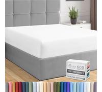 Pizuna Pure Combed Cotton Emperor Fitted Sheets Whitesmoke, 600 Thread Count 100% Long Staple Cotton Emperor Fitted Sheets 200x200cm, Sateen Weave Emperor Fitted Sheet Extra Deep 40 cm 1 PC