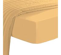 Pizuna Pure Combed Cotton European Single Fitted Sheet Golden Yellow, 600 Thread Count 100% Long Staple Cotton Fitted Sheet Single Bed 100 X 200cm, Sateen Weave 40 cm Deep Fitted Sheets 1 PC