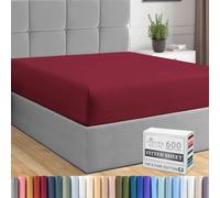 Pizuna Pure Combed Cotton Fitted Sheets Rio Red, 600 Thread Count 100% Long Staple Cotton Emperor Fitted Sheets 200x200cm, Sateen Weave Emperor Fitted Sheet Extra Deep 40 cm 1 PC