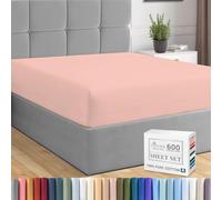 Pizuna Pure Combed Cotton Fitted Sheets Rose Pink, 600 Thread Count 100% Long Staple Cotton Emperor Fitted Sheets 200x200cm, Sateen Weave Emperor Fitted Sheet Extra Deep 40 cm 1 PC