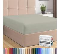 Pizuna Pure Combed Cotton Single Bed Fitted Sheet Silver, 600 Thread Count 100% Long Staple Cotton Fitted Sheet Single Bed 90 X 200cm, Sateen Weave 40 cm Deep Fitted Sheets 1 PC Silver