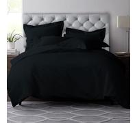 Pizuna Pure Combed Cotton Super King Duvet Cover Set Black, 600 Thread Count 100% Long Staple Cotton Superking Duvet Cover 260x220cm, Sateen Quilt Cover with Button Closure (Bedding Duvet Sets)