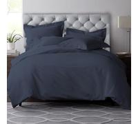 Pizuna Pure Combed Cotton Super King Duvet Cover Set Dark Blue, 600 Thread Count 100% Long Staple Cotton Superking Duvet Cover 260x220cm, Sateen Quilt Cover with Button Closure (Bedding Duvet Sets)