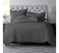 Pizuna Pure Combed Cotton Super King Duvet Cover Set Dark Grey, 600 Thread Count 100% Long Staple Cotton Superking Duvet Cover 260x220cm, Sateen Quilt Cover with Button Closure (Bedding Duvet Sets)