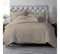 Pizuna Pure Combed Cotton Super King Duvet Cover Set Simply Taupe, 600 Thread Count 100% Long Staple Cotton Superking Duvet Cover 260x220cm, Sateen Quilt Cover with Button Closure (Bedding Duvet Sets)