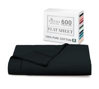 Pizuna Pure Combed Cotton Super King Flat Sheet Black, 600 Thread Count Long Staple Brushed Cotton Flat Sheets Super King Size, Cool Sateen Flat Sheet Superking(Superking Flat Sheets Cotton 1 PC)