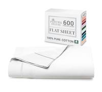 Pizuna Pure Combed Cotton Super King Flat Sheet White, 600 Thread Count Long Staple Brushed Cotton Flat Sheets Super King Size, Sateen Flat Sheet Superking(Superking Flat Sheets Cotton 1 PC)