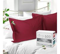 Pizuna Pure Cotton King Size Oxford Pillowcases 2 Pack Rio Red 50x90cm, 600 Thread Count Long Staple Combed Cotton Crispy Soft Pillow Cover, Soft Sateen King Pillow Cases (Cotton Pillowcase)