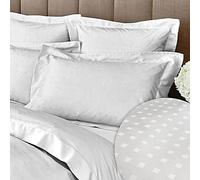 Pizuna Pure Cotton King Size Oxford Pillowcases 2 Pack White Damask Dots 50x90cm, 600 Thread Count Long Staple Combed Cotton Crispy Soft Pillow Cover, Soft Sateen King Pillow Cases