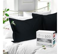 Pizuna Pure Cotton King Size Oxford Pillowcases 2Pc Black 600 Thread Count