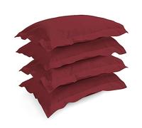 Pizuna Rio Red Pillow Cases 4 Pack Cotton, 400 Thread Count 100% Long Staple Combed Rio Red Cotton Pillow Cases pack of 4, Sateen Weave Oxford Pillow Case 50 x 75 cm (Cooling Pillowcases)