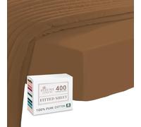 Pizuna Small Double Fitted Sheet Cotton 120x200 Mocha Brown | 400 thread Count 100% Long Staple Cotton Sateen Weave 40 cm Deep Pocket 3 Quarter Bed Sheets small double 4ft