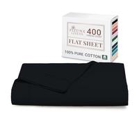 Pizuna Super King Flat Sheet Black, 400 Thread Count Long Staple 100% Cotton Flat Sheet Super King 300x280 cm, Sateen Weave Top Sheet Super King (Cotton Flat Sheet Super King Size)