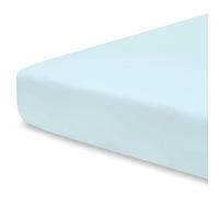 Pizuna Travel Cot Fitted Sheet 60 x 120 cm Baby Blue 400 Thread Count | 100% Long Staple Cotton Fitted Bed Sheet Soft Sateen Weave Travel Cot Sheet with 15 cm Deep Pocket