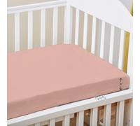 Pizuna Travel Cot Fitted Sheet 60 x 120 cm, Misty Rose, 400 Thread Count 100% Long Staple Cotton Fitted Bed Sheet, Soft Sateen Weave Travel Cot Sheet with 15 cm Deep Pocket