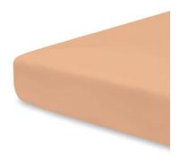 Pizuna Travel Cot Fitted Sheet 60 x 120 cm, Peach, 400 Thread Count 100% Long Staple Cotton Fitted Bed Sheet, Soft Sateen Weave Travel Cot Sheet with 15 cm Deep Pocket